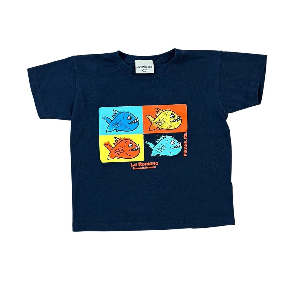 Pirana Joe‎ Boy's Decal T Shirt Size 3T Blue Short Sleeve
